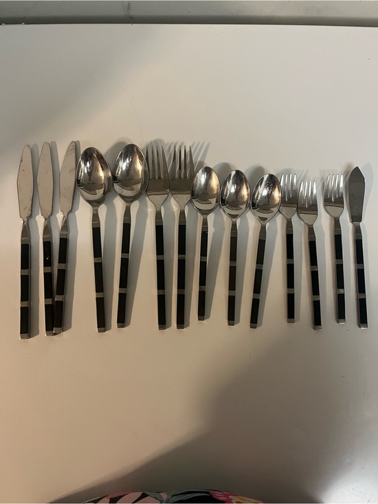 Stanley Robert Other - Vintage Stanley Roberts Japan Black Handle MCM Flatware Tuxedo Style 14pc lot